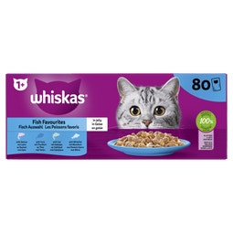 Whiskas 1+ Natvoer - Vis Selectie in Gelei - Maaltijdzakjes 80 x 85 g image