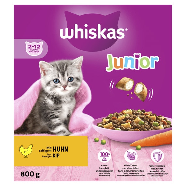 Whiskas Junior Kattenbrokken Kip - Doos 800 g