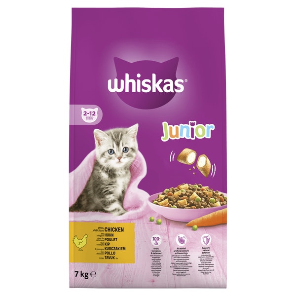 Whiskas Junior Kattenbrokken Kip - Zak 7 kg