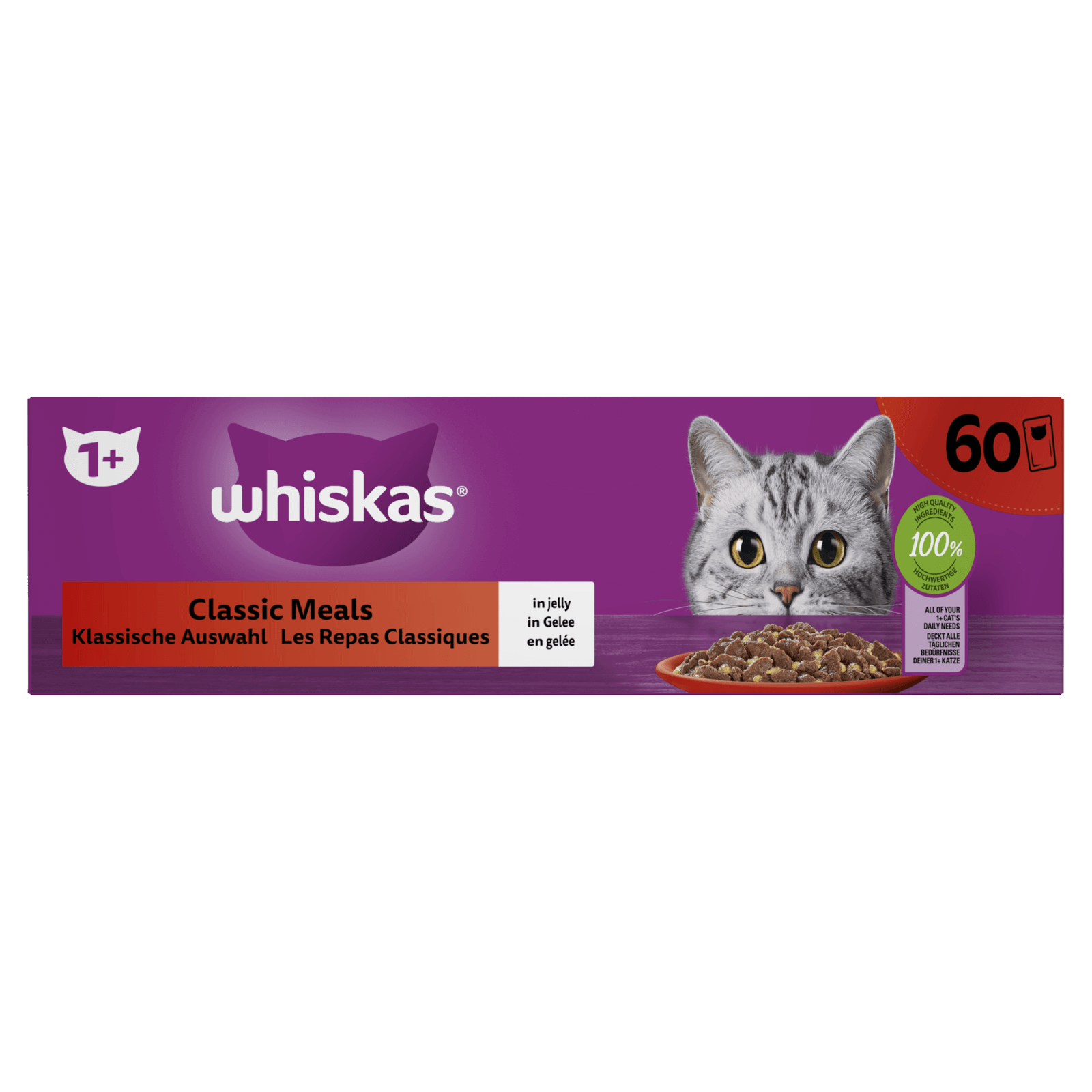 Whiskas 1+ Natvoer Classic Selectie in Gelei Maaltijdzakjes 60 x 85 g Whiskas®