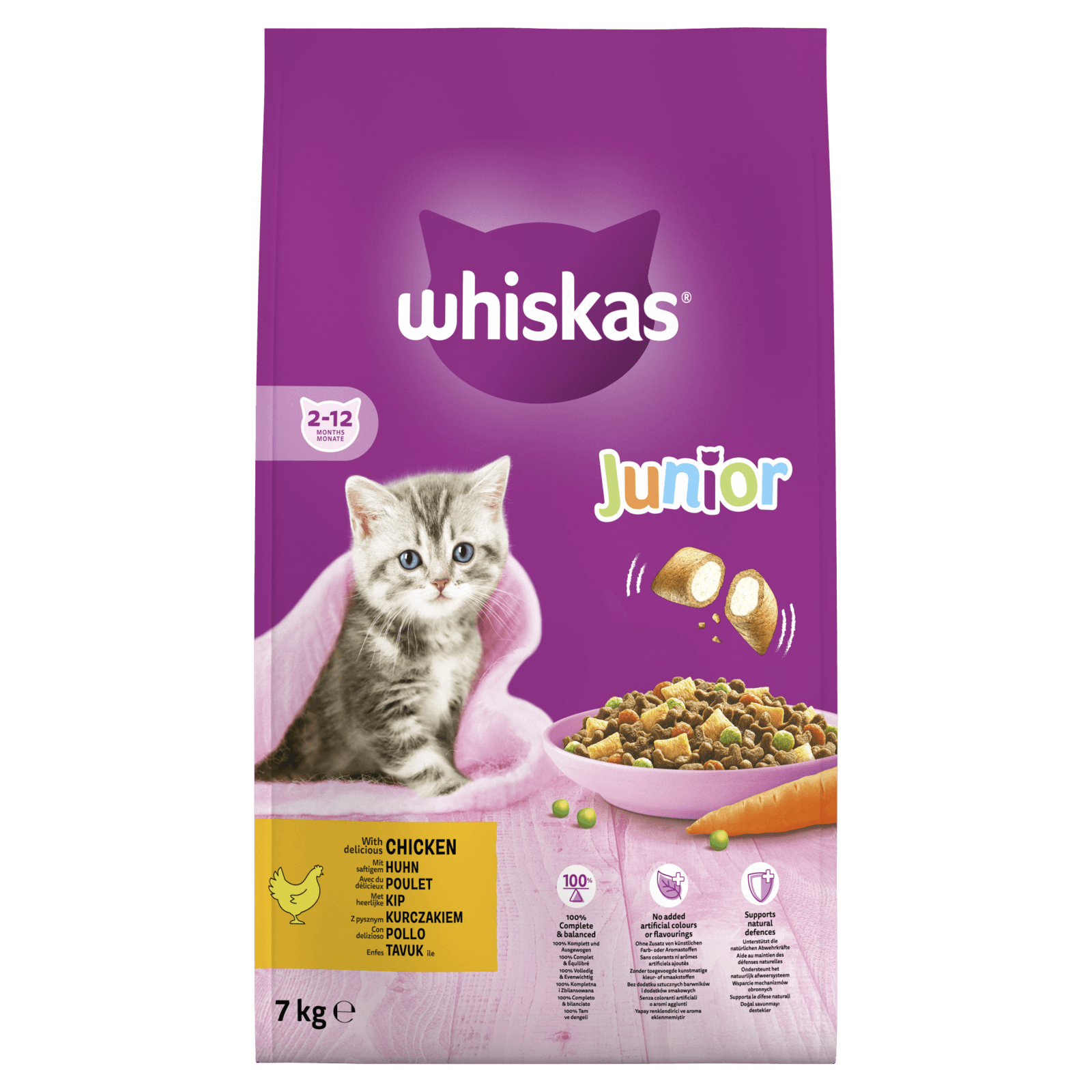 Verspreiding Senator pint Whiskas Junior Kattenbrokken Kip - Zak 7 kg | Whiskas®